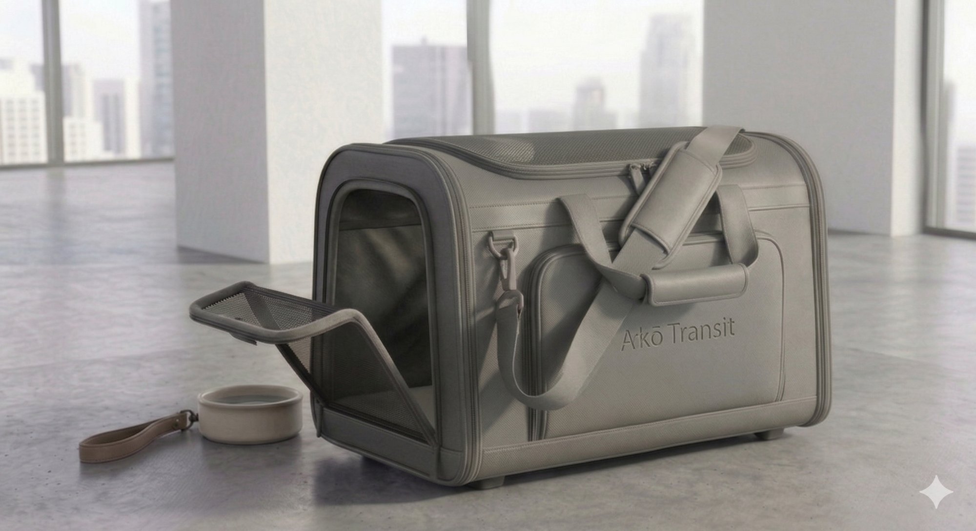 Arkō Transit open — tinted mesh panel visible, studio structural view