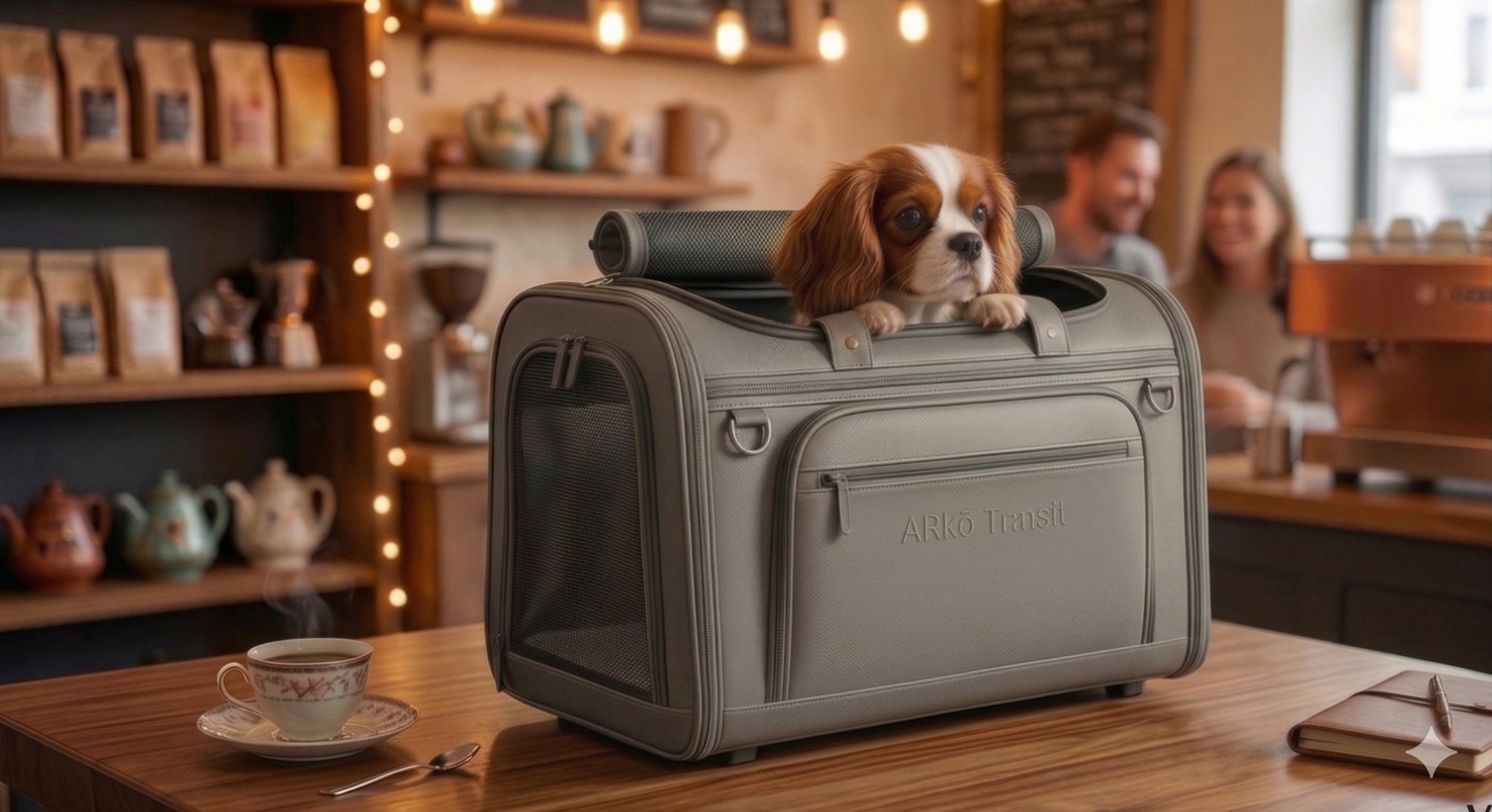 Cavalier resting settled in Arkō Transit — rigid floor, no flex